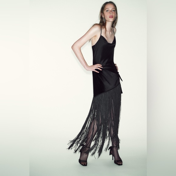 ✨LAST ZARA COMBINATION FRINGE LONG DRESS - Picture 11 of 17